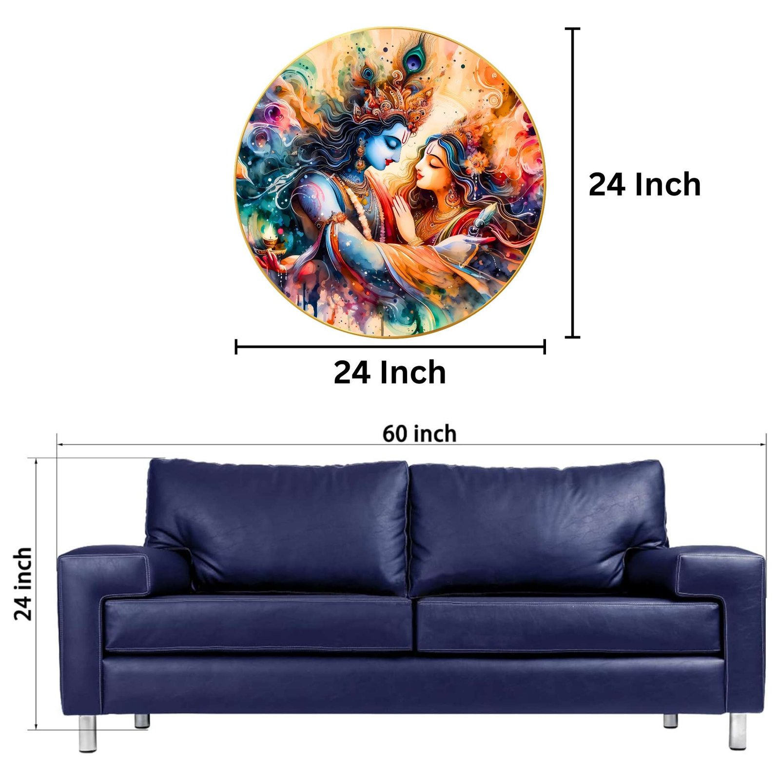 Wall Painting for Wall Decoration with Frame Sparkle Glossy Round Golden Framed Large Painting Office, Living Room, Bedroom, Home Decoration - Image 3